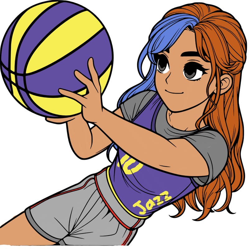 realistic girl playing basketball