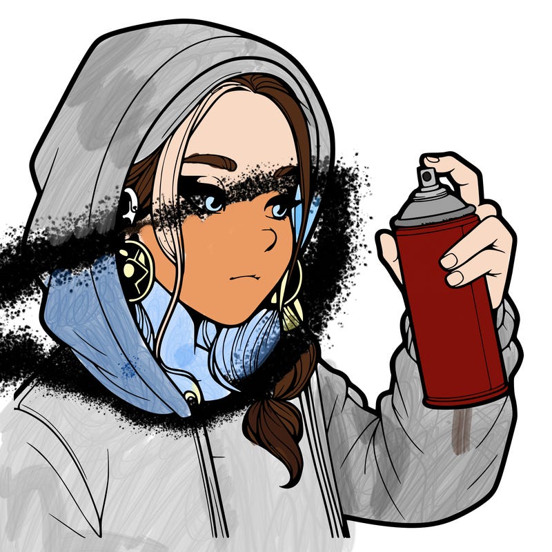 a realistic girl, spray painting