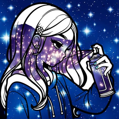 a realistic girl spray painting