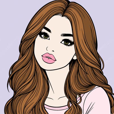 realistic girl with hair on her hair and lips