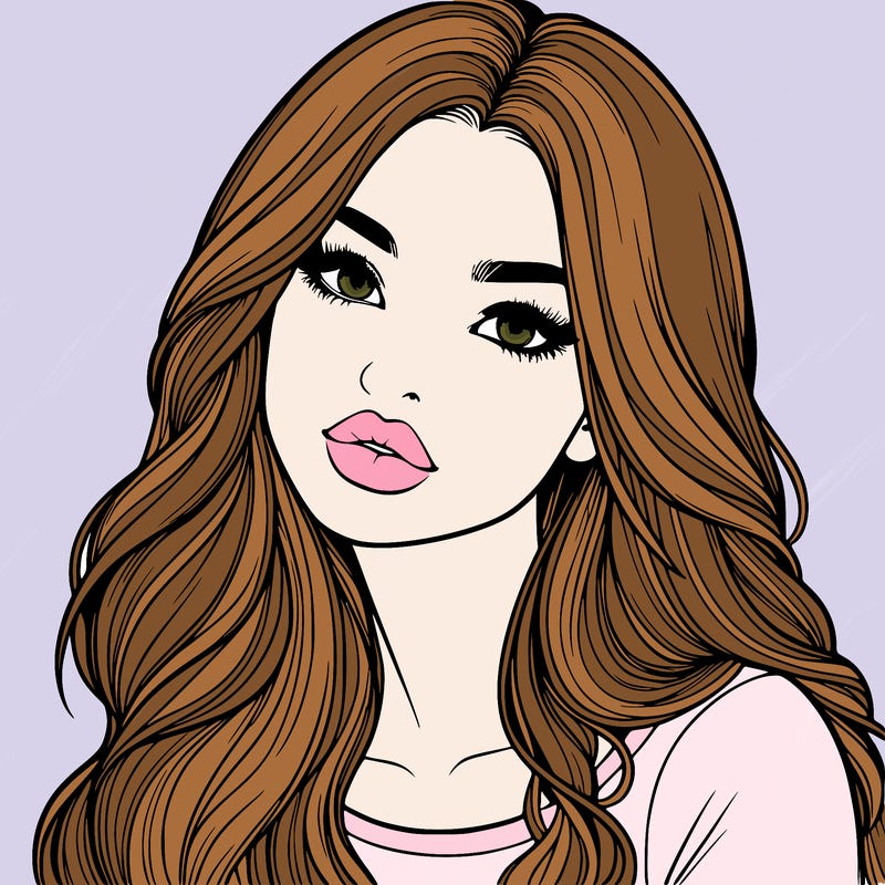 realistic girl with hair on her hair and lips