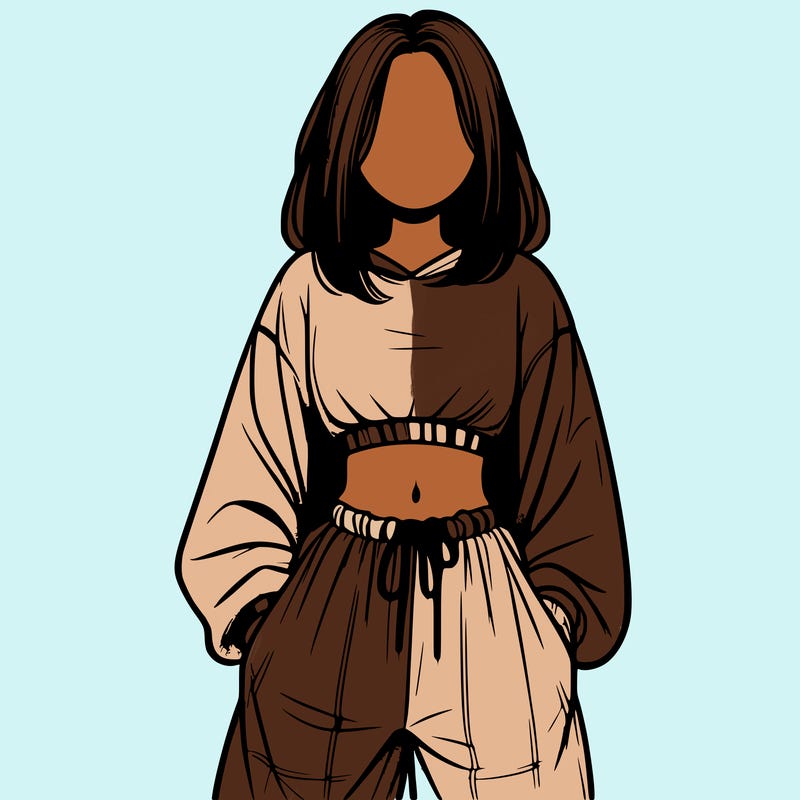 realistic girl faceless with baggy pants and a crop top