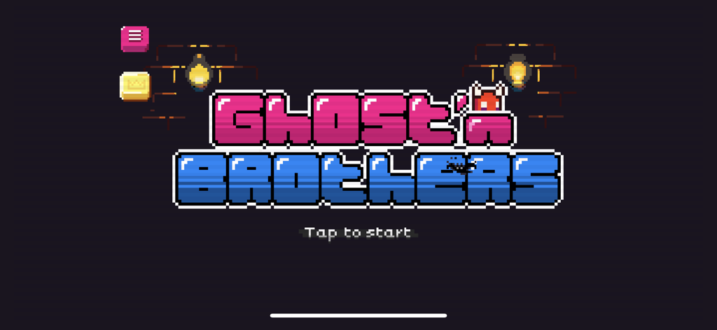 Ghost'n Brothers - Ghost n Brothers title screen with pixel art graphics and tap to start instruction