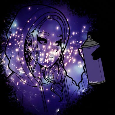 a realistic girl, spray painting