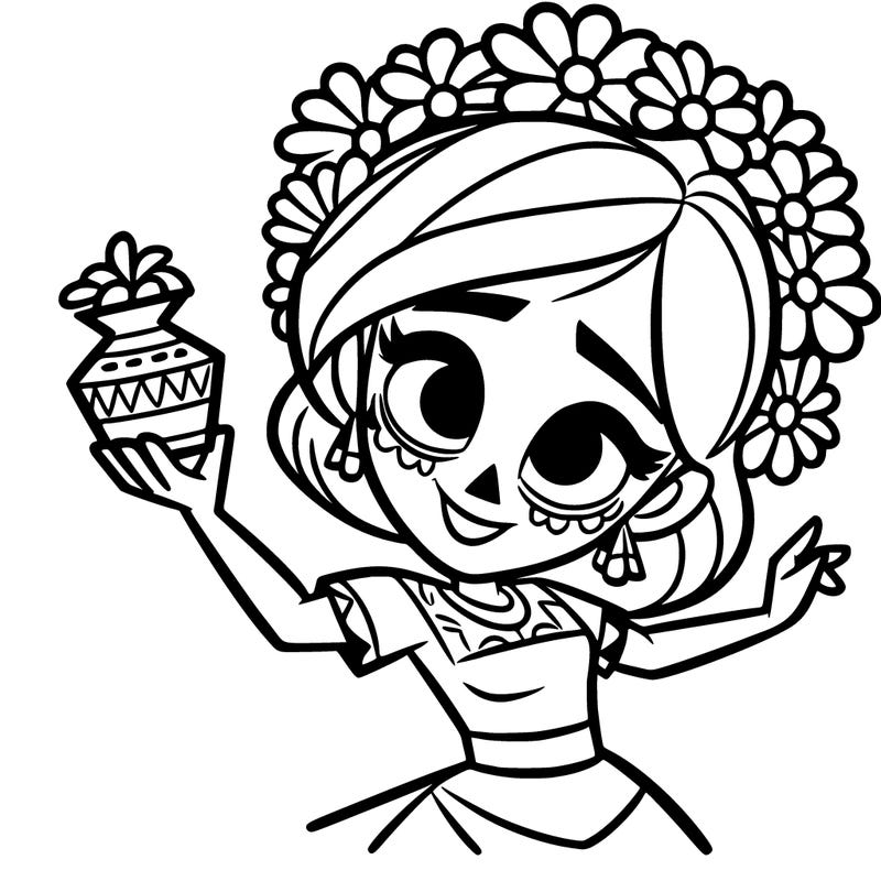 a disney style day of the dead woman.