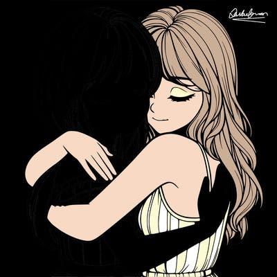 realistic girls hugging