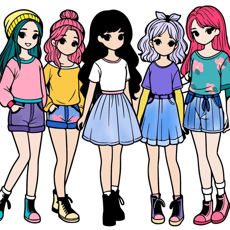 a group of five girls