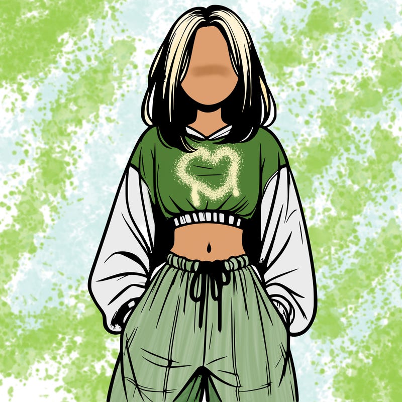 realistic girl faceless with baggy pants and a crop top