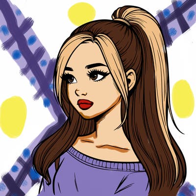 realistic girl with a high ponytail