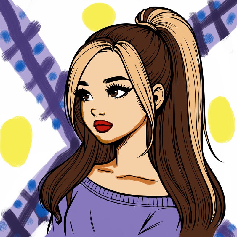 realistic girl with a high ponytail