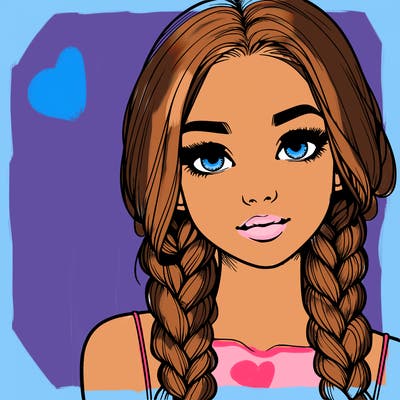 realistic girl with braids