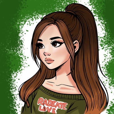 realistic girl with a high ponytail