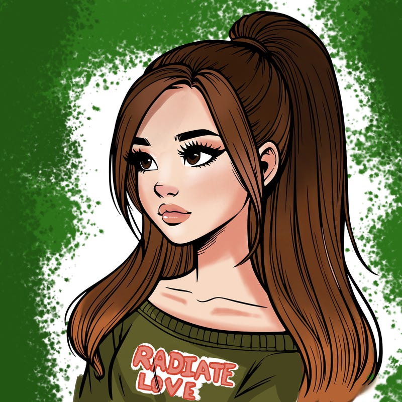 realistic girl with a high ponytail