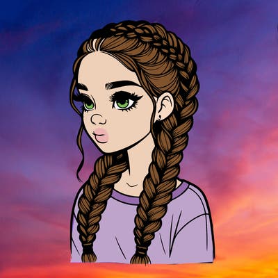 realistic girl with braids