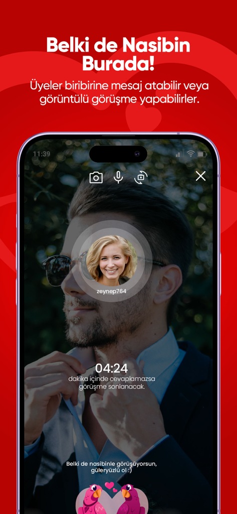 Nasipse - Evlilik Sitesi - Interface do aplicativo de casamento Nasipse mostrando o recurso de videochamada entre usuários
