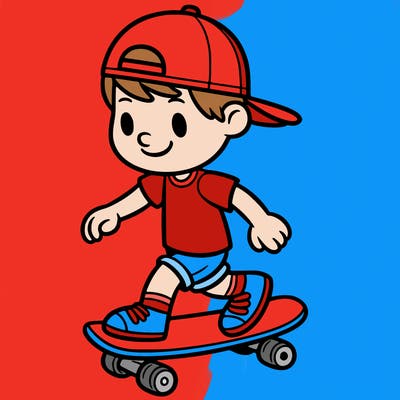 a boy riding a skateboard