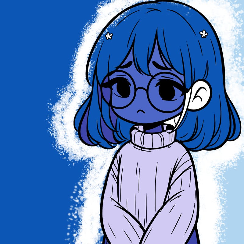 sad girl with glasses in a sweater