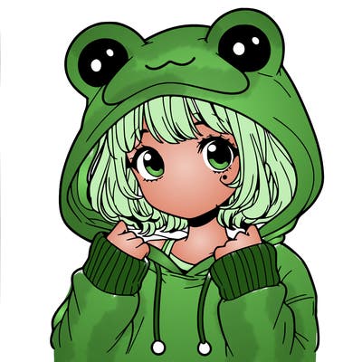 a cute teenage girl wearing a frog hoodie