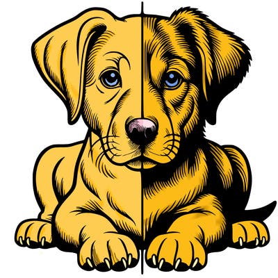 realistic dog split picture