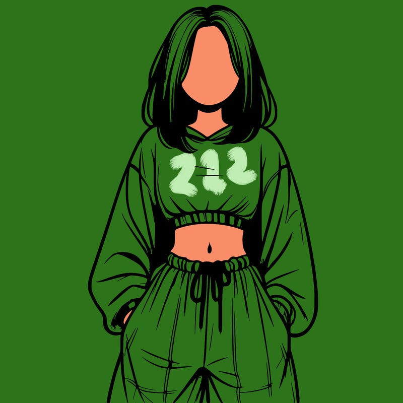 realistic girl faceless with baggy pants and a crop top