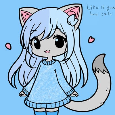 girl with cat ears and tail