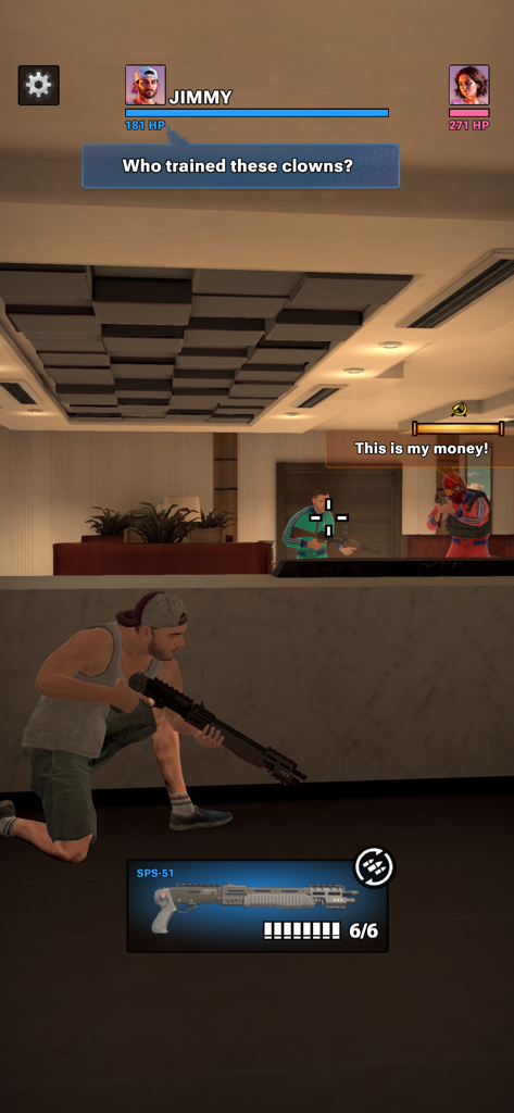 Gangs of Miami: Crime Shooter - Jimmy taking cover with a shotgun during a shootout in Gangs of Miami