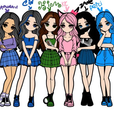 a group of girls realistic