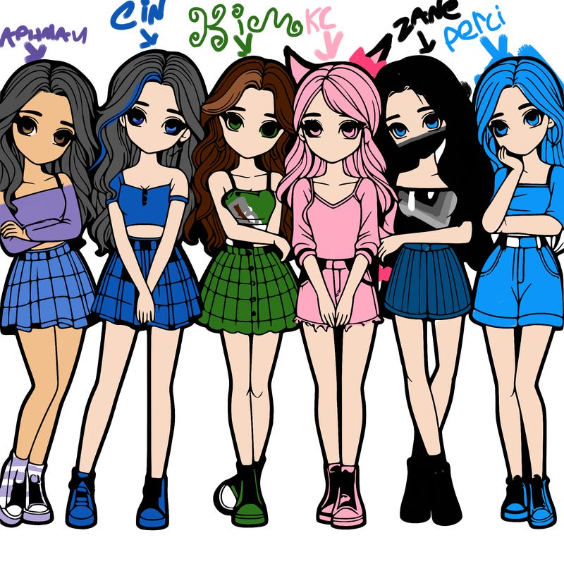 a group of girls realistic