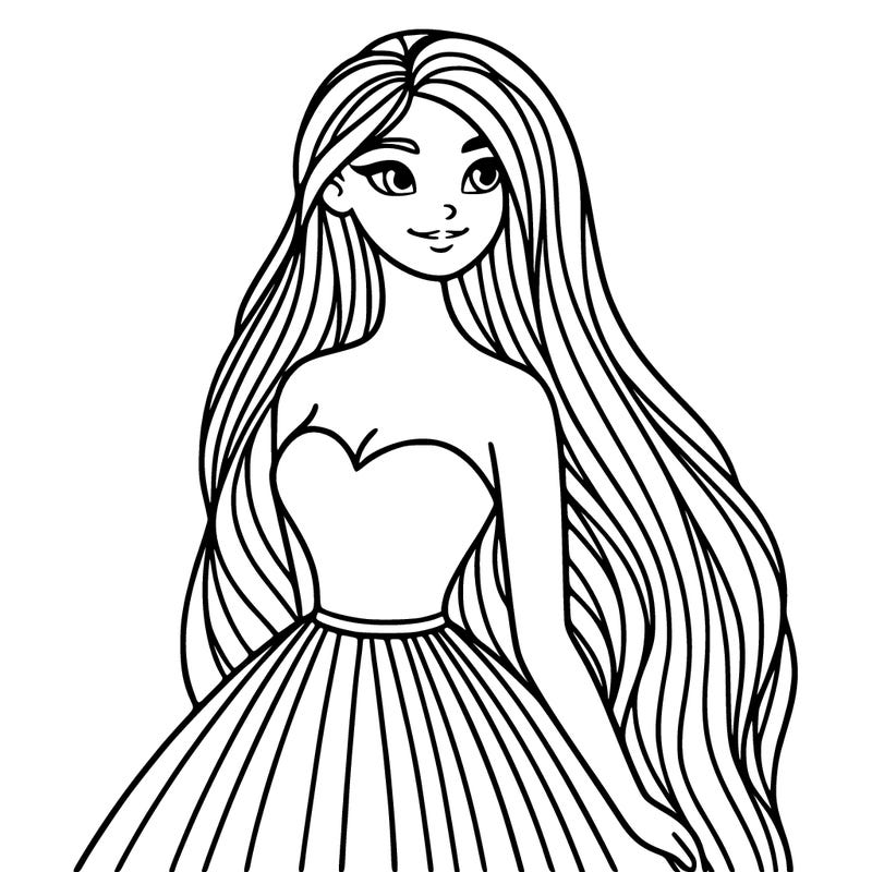 woman with long hair and a long dress