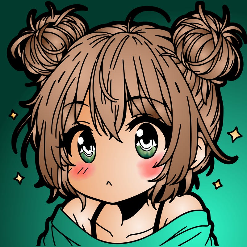 a manga girl with messy small buns