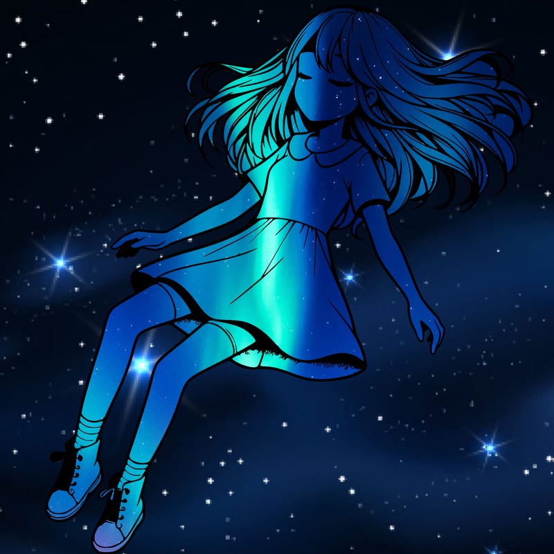 realistic girl floating