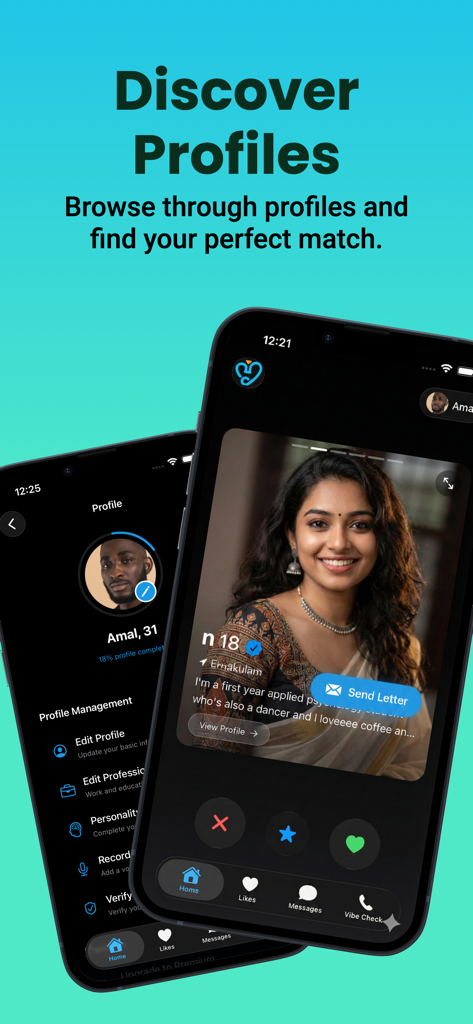 Hridhayam - Hridhayam app interface showing profile discovery and user management screens for Malayali matchmaking.