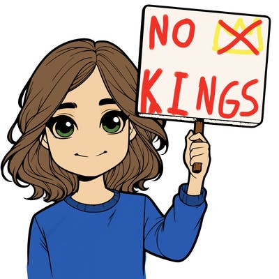 realistic girl holding up a sign