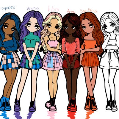 a group of girls realistic
