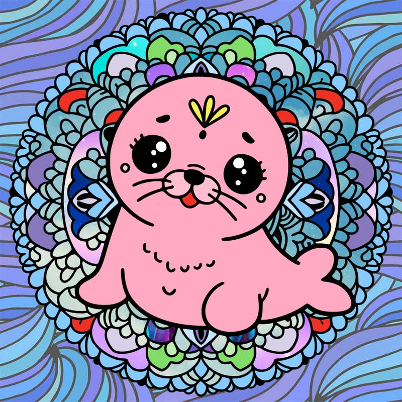 a cute baby seal mandala