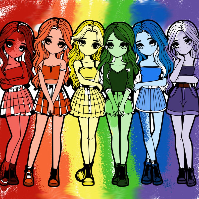 a group of girls realistic