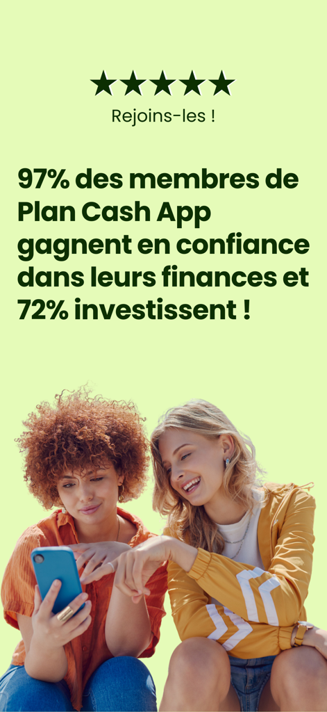 Two young women smiling and looking at a smartphone with text highlighting that 97 percent of members gain financial confidence