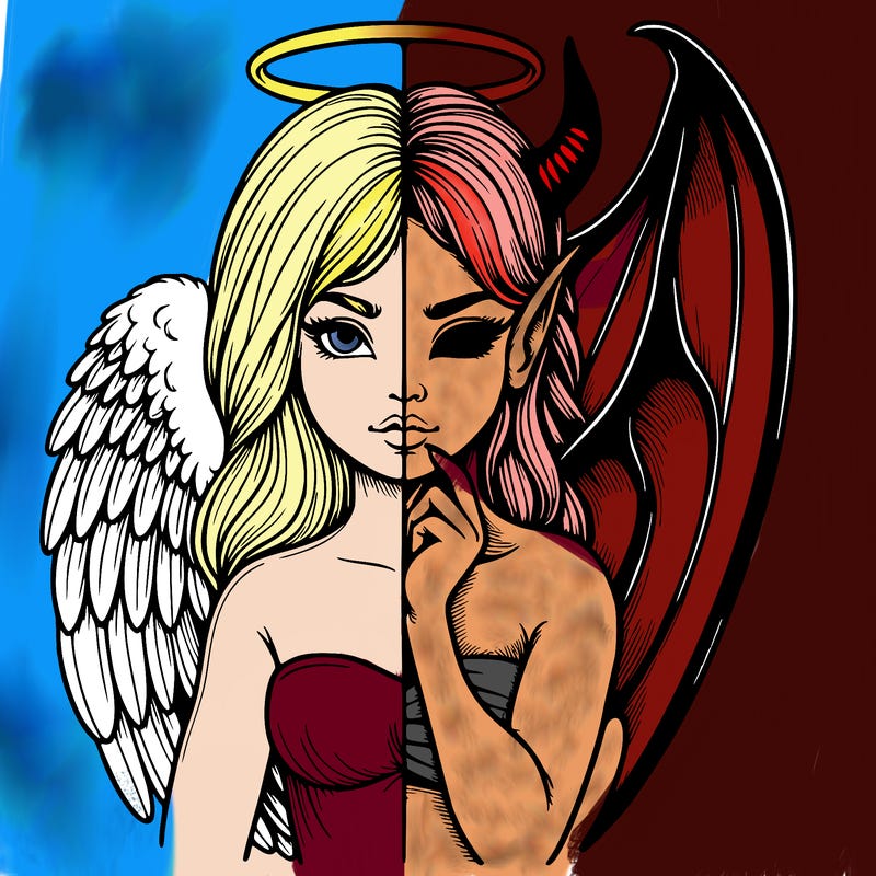 realistic angel half demon