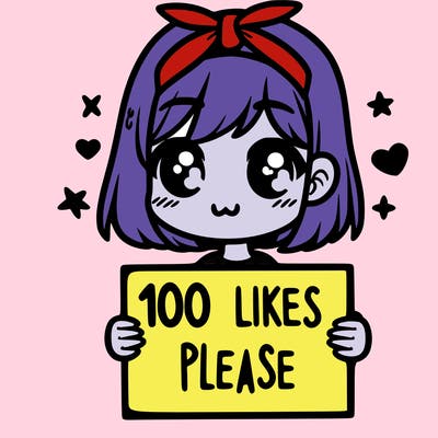 girl holding sign saying 100 likes please
