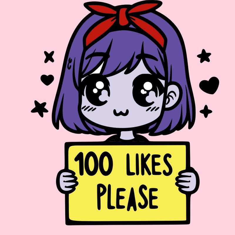 girl holding sign saying 100 likes please