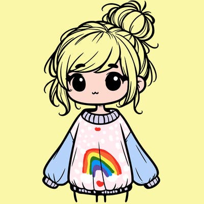 cute girl with baggy sweater and messy bun