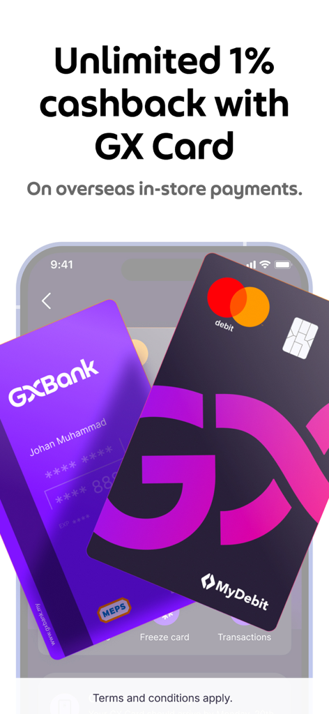 GXBank - GXBank debit card with unlimited one percent cashback on overseas store payments