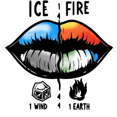 realistic lip split in fourth . 1 fourth ice 1 fire 1wind 1 earth