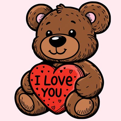 teddy bear holding an i love you heart