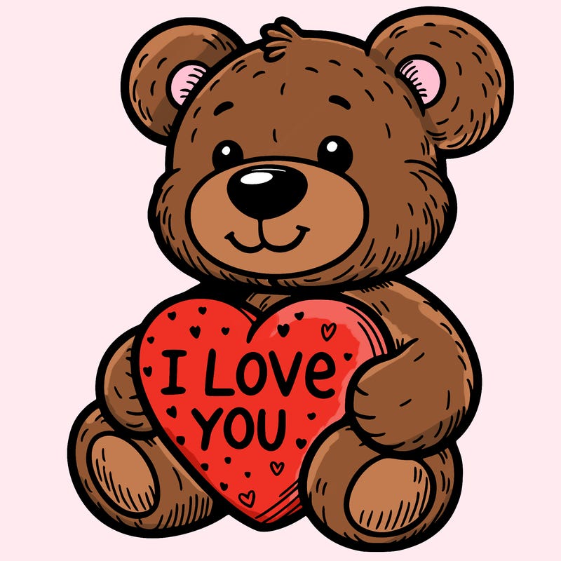 teddy bear holding an i love you heart