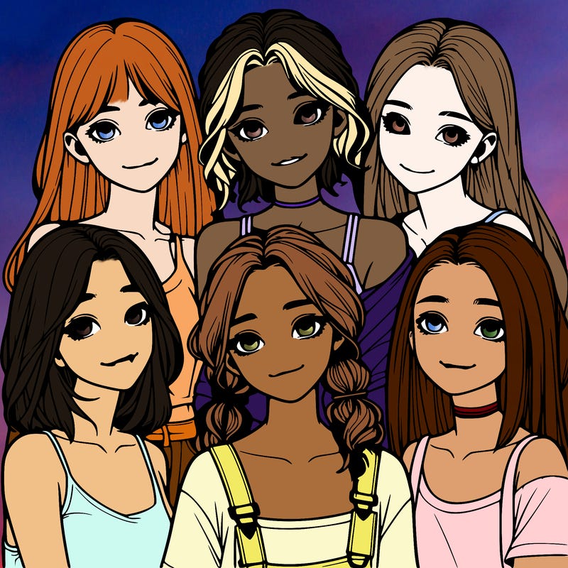 a group of girls realistic