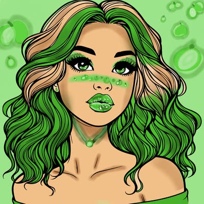realistic girl with wavy hair and lips