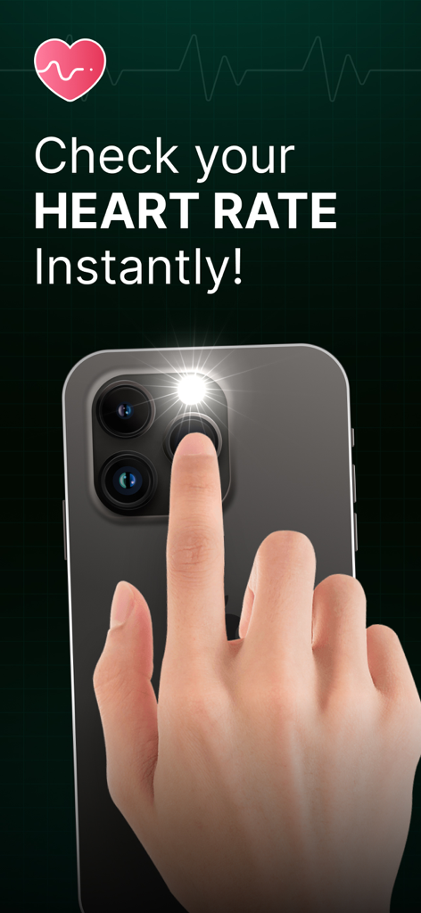 Blood Pressure & Heart Monitor - A person placing their finger on a smartphone camera lens to check their heart rate instantly