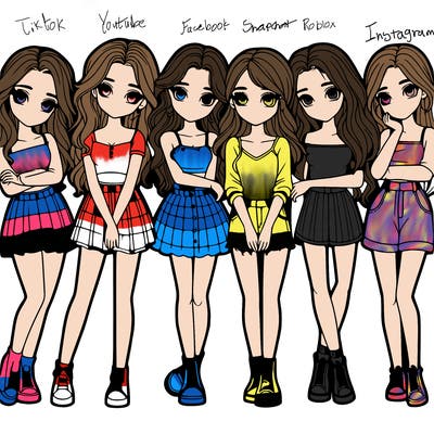 a group of girls realistic