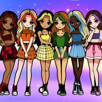 a group of girls realistic